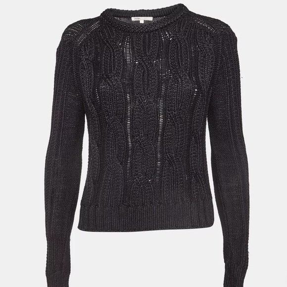 Maje Black Cable Knit Crew Neck Sweater - Picture 1 of 7